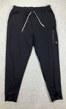Vuori Mens Jogger Pants Drawstring Elastic Waist Pocket Stretch Black Large V416